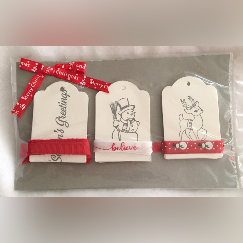 Christmas Gift Tags with Red Ribbon